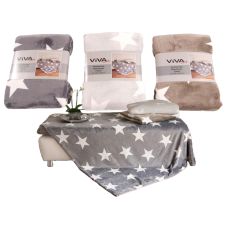 Wohndecke Flanell Sterne 180 x 220 cm VE 12